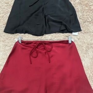 2 skirt bundle - Red + Black Drawstring Satin skirts